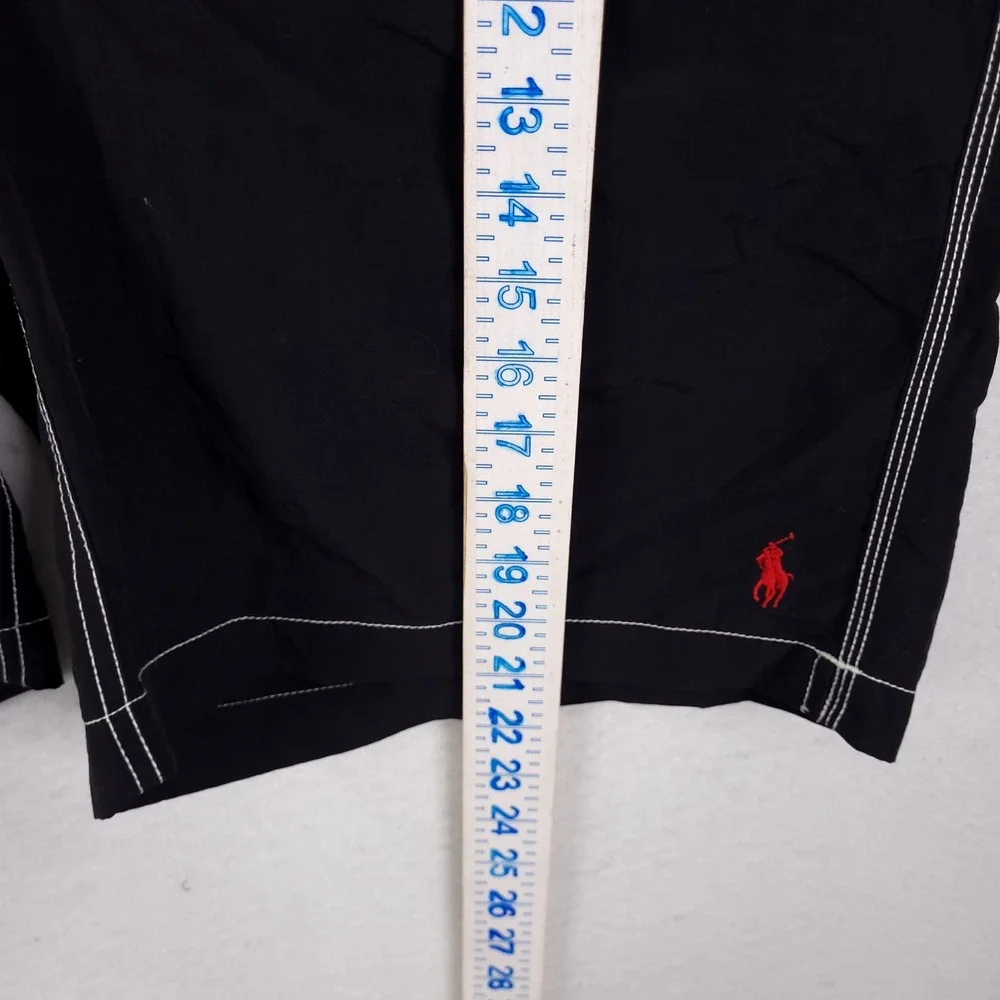 Polo Ralph Lauren Board Shorts Swim Trunk Mens XL Black Contrast Stitch Cargo